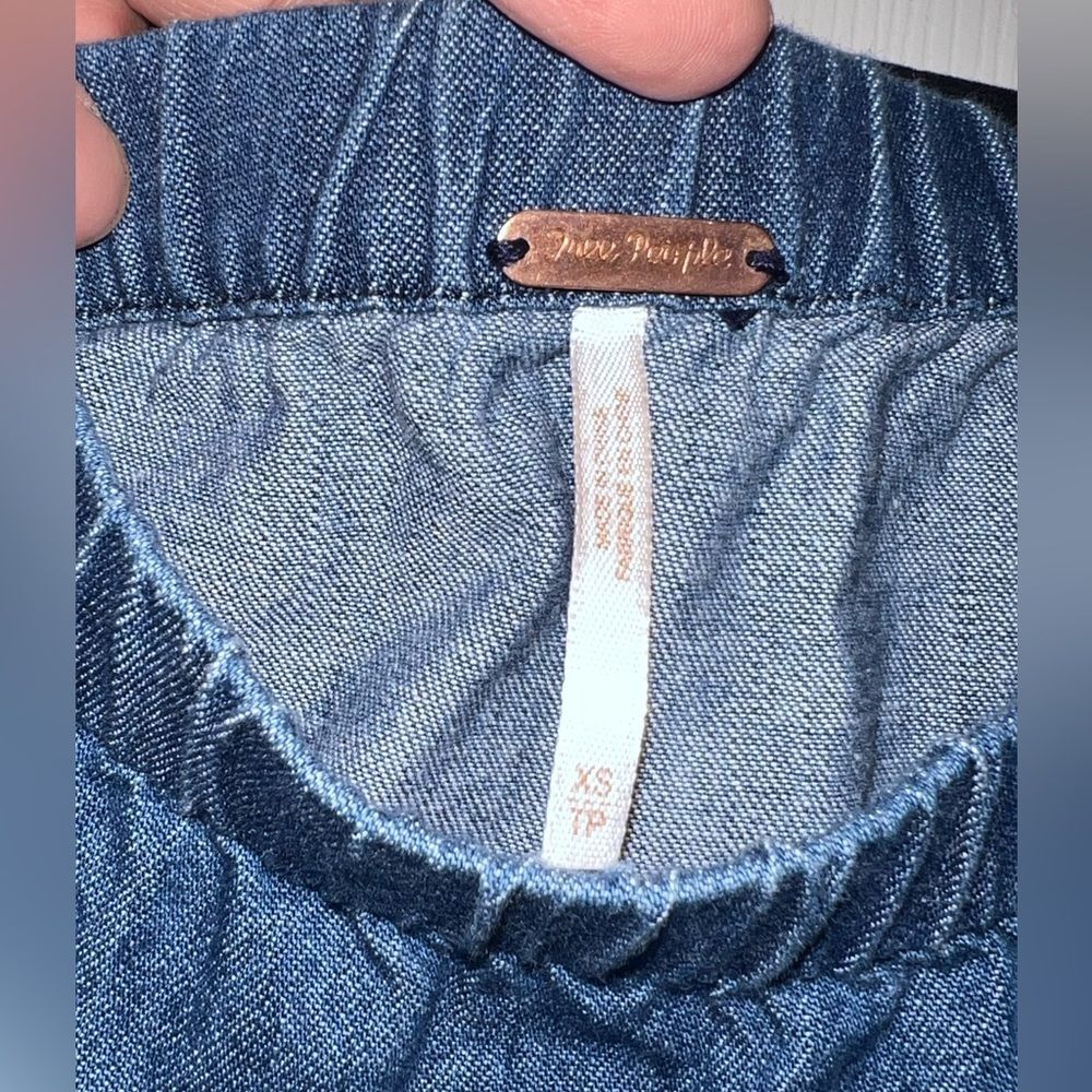 Free People Blue Denim Tie at Waist Romper Size XS EUC - Picture 6 of 7
